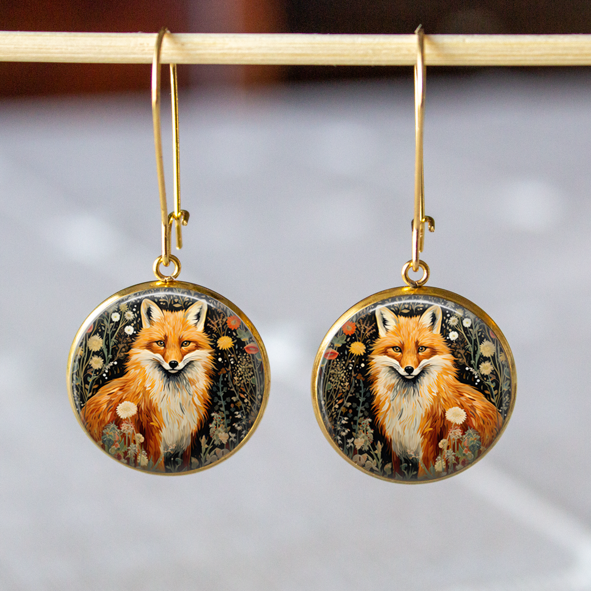 Red Fox Stainless Steel Earrings