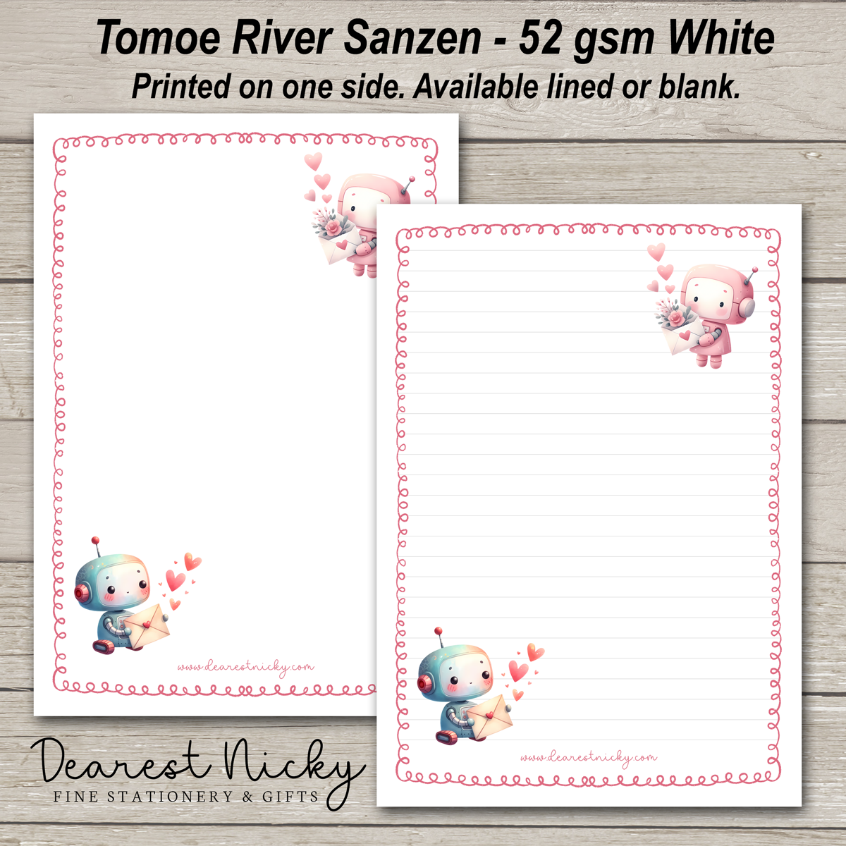 Robot Love Letter Writing Paper - 52 gsm Tomoe River Sanzen