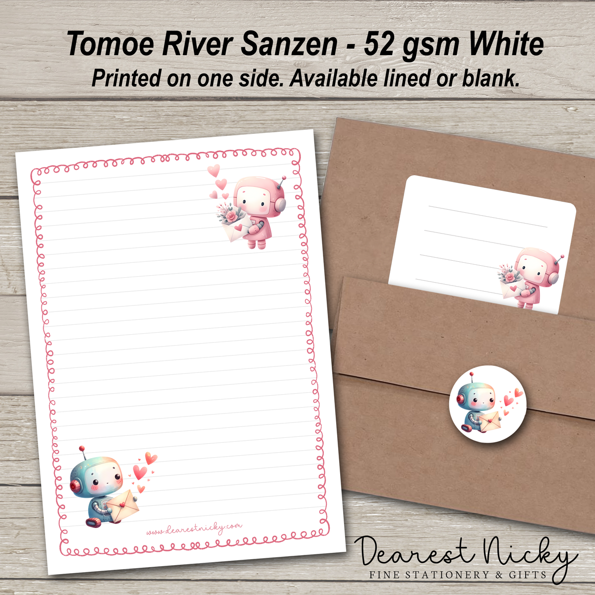 Robot Love Letter Writing Set - 52 gsm Tomoe River Sanzen