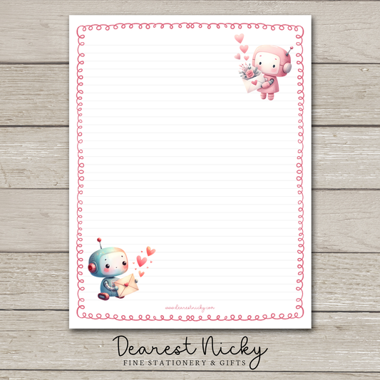 Robot Love Letter Writing Paper - 8½ x 11