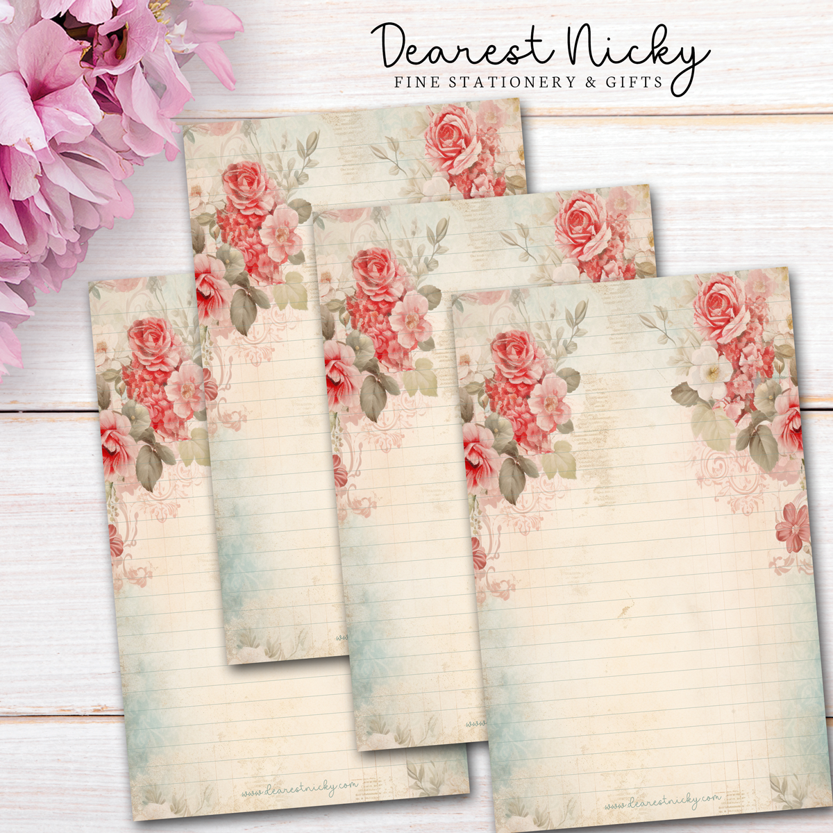 Romantic Roses Letter Writing Paper