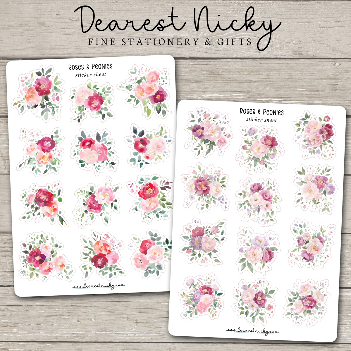 Roses & Peonies Stickers - 2 Sheets