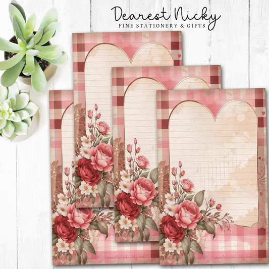 Roses & Plaid Letter Writing Paper