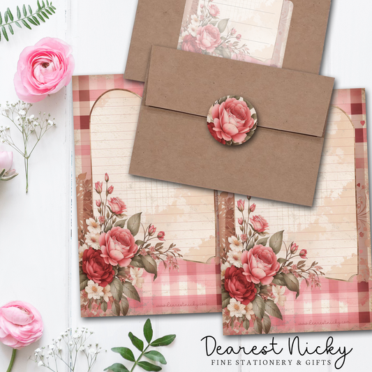 Roses & Plaid Letter Writing Set