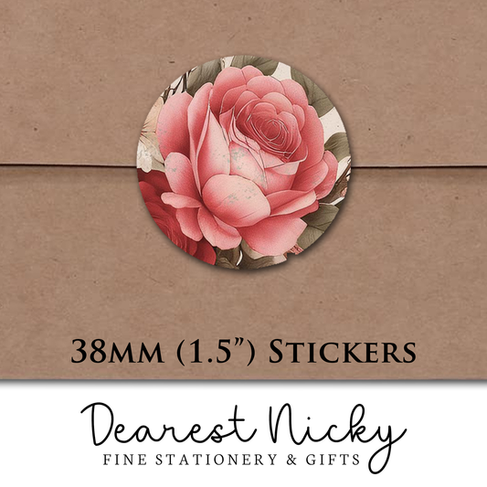 Roses & Plaid Envelope Seals - Set of 30 Stickers