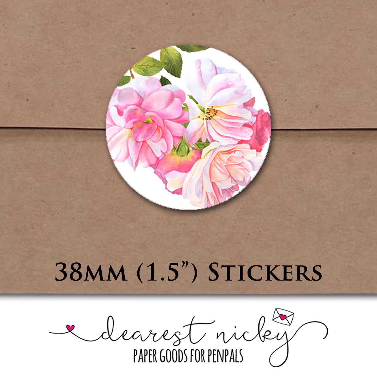 Roses Envelope Seals - Set of 30 Stickers