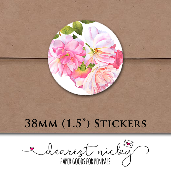 Roses Envelope Seals <br> Set of 30 Stickers
