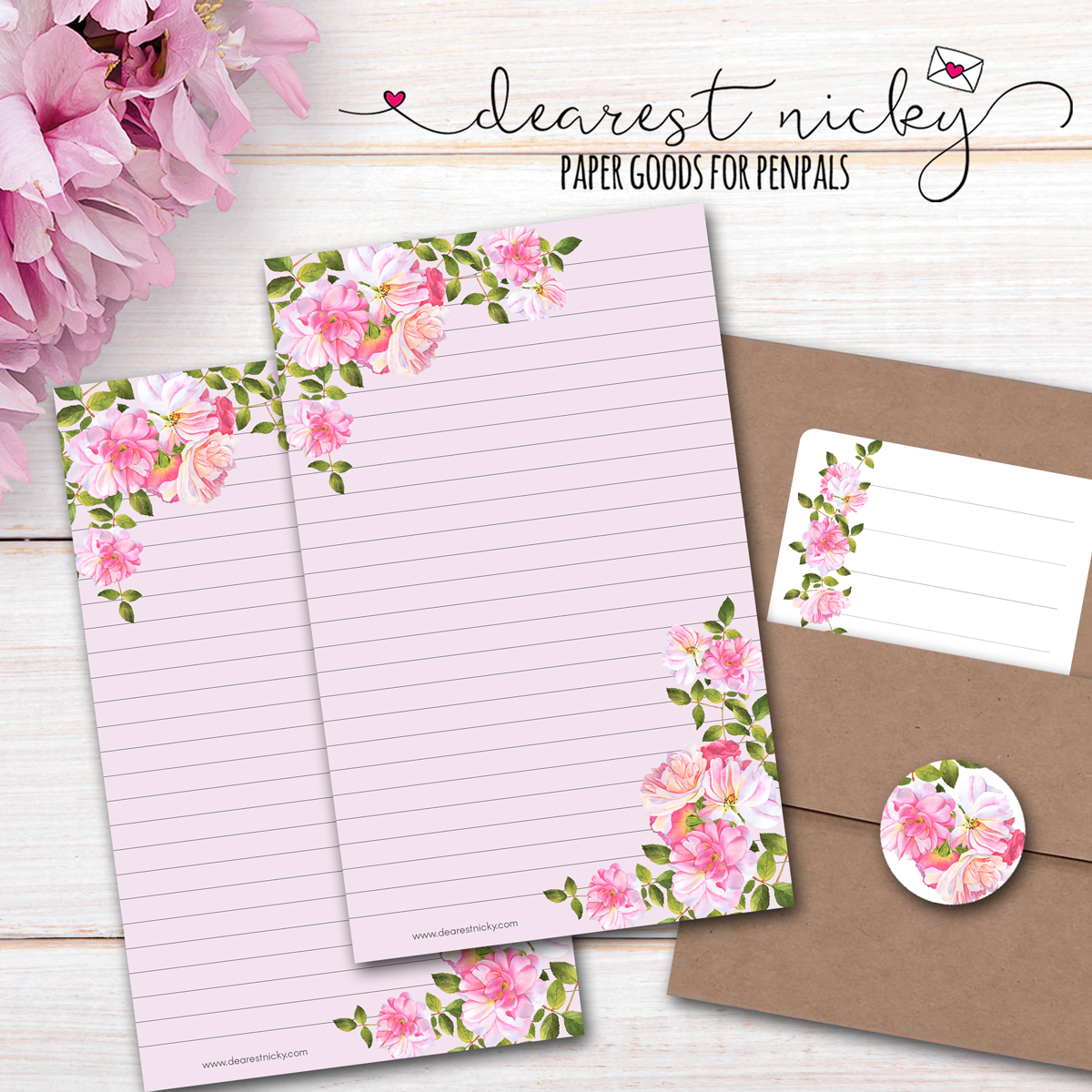 Nicky Writing Roses Letter Writing Set – Dearest Nicky