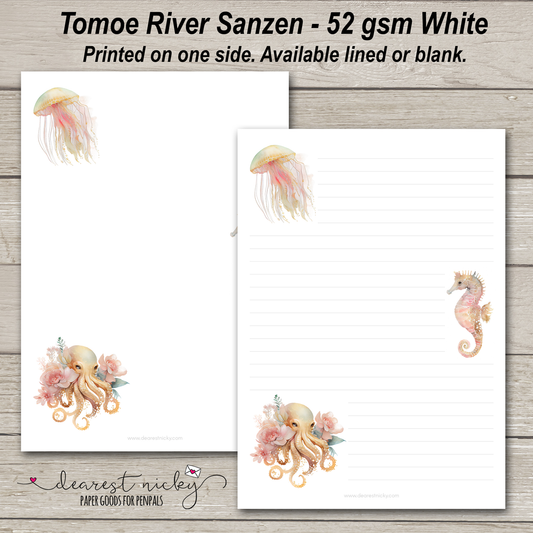 Papier à lettres créatures marines - 52 g/m² Tomoe River Sanzen