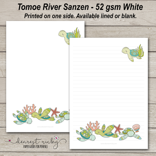 Papier à lettres tortues de mer - 52 g/m² Tomoe River Sanzen