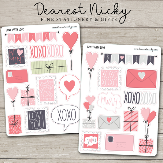 Sent With Love Stickers - 2 Sheets