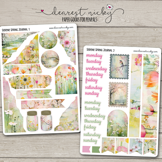 Serene Spring Journal Stickers - 2 Sheets
