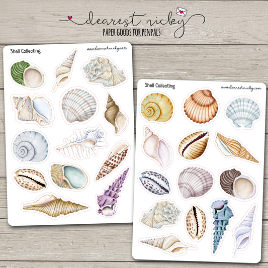 Shell Collecting Stickers - 2 Sheets