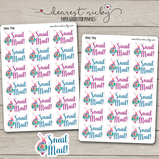 Snail Mail Stickers - 2 Sheets