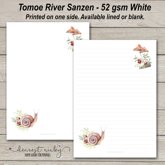 Snail and Toadstool Letter Writing Paper - 52 gsm Tomoe River Sanzen