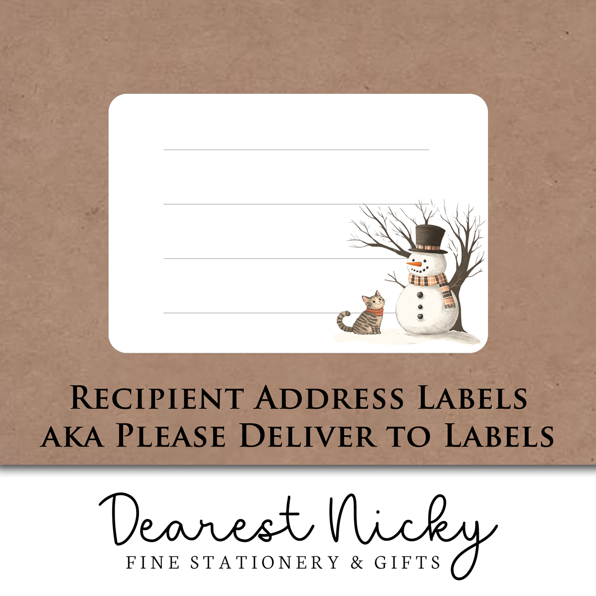 Snowman & Cat Address Labels - Set of 16