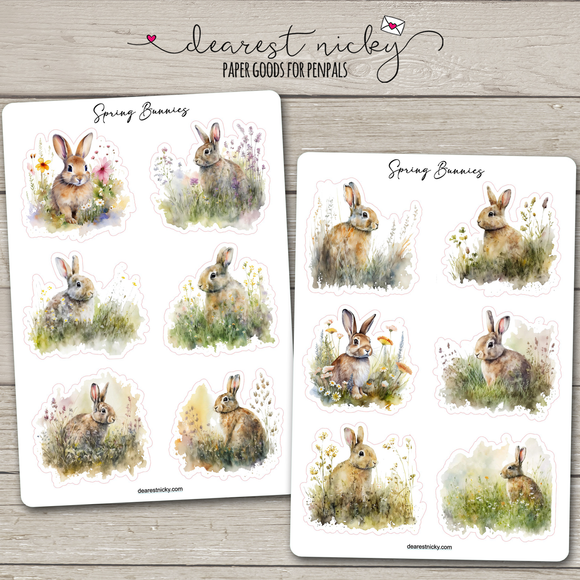 Spring Bunnies Stickers - 2 Sheets