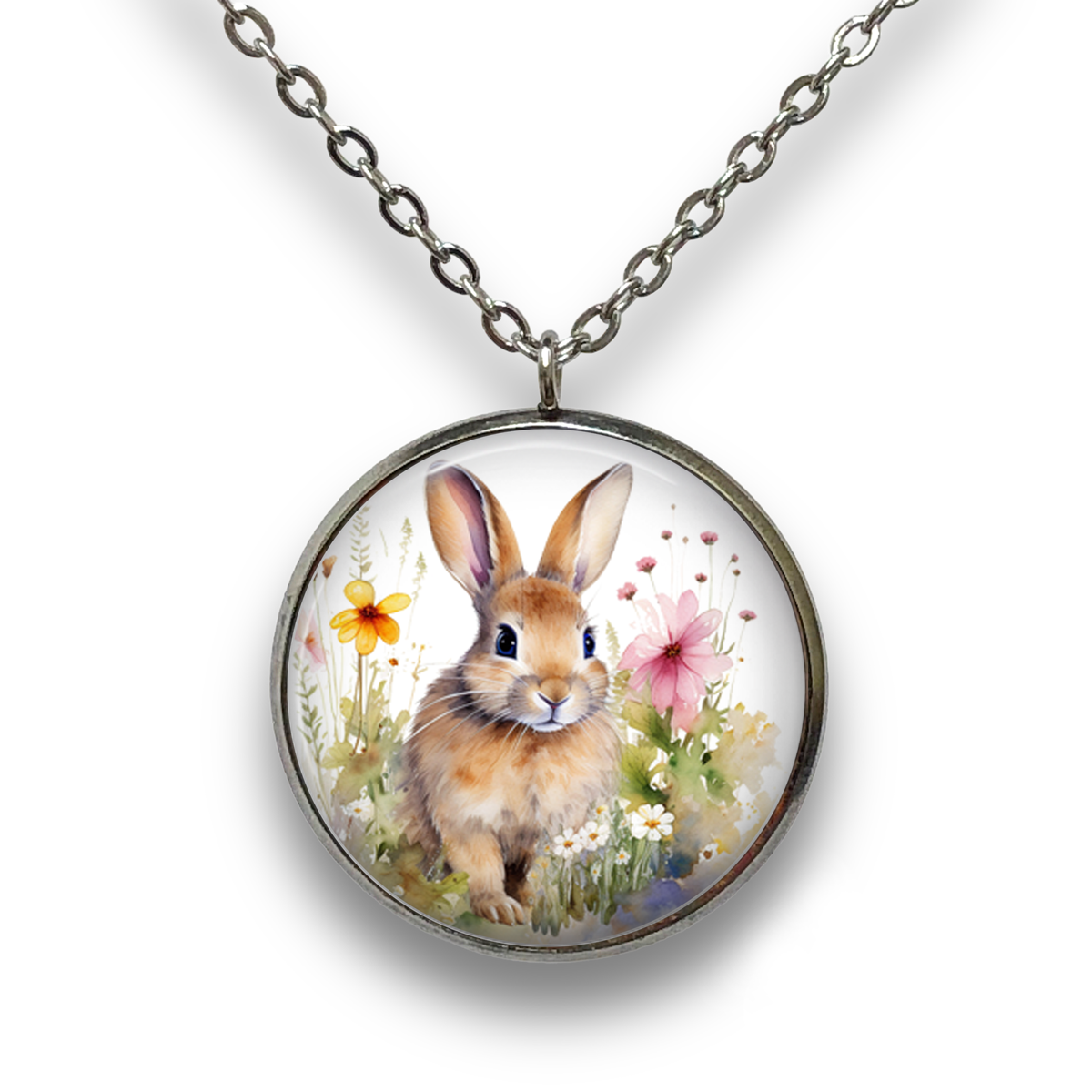 Spring Bunny Pendant with Necklace