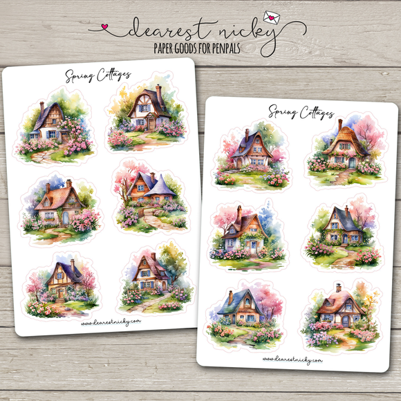 Spring Cottages Stickers - 2 Sheets