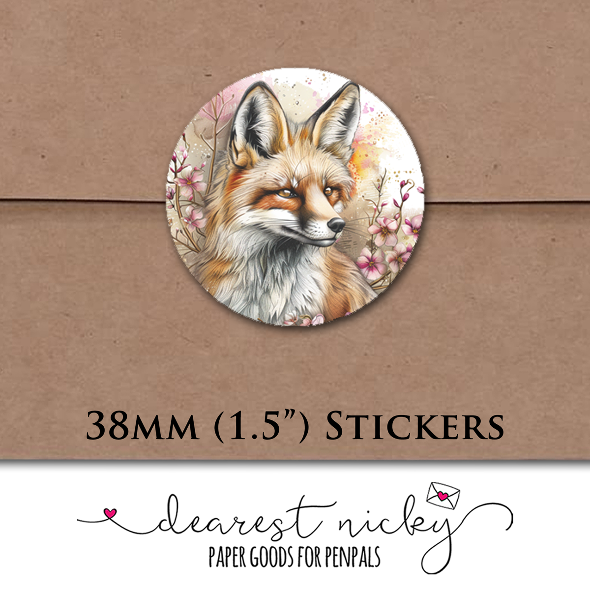 Spring Fox Envelope Seals - Set of 30 Stickers