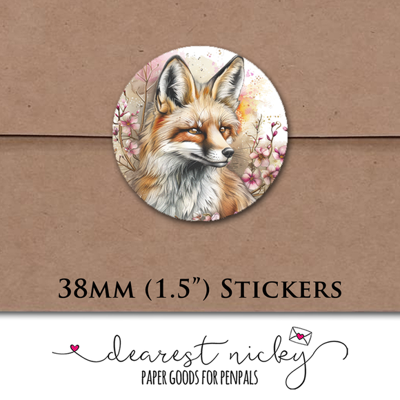 Spring Fox Envelope Seals <br> Set of 30 Stickers