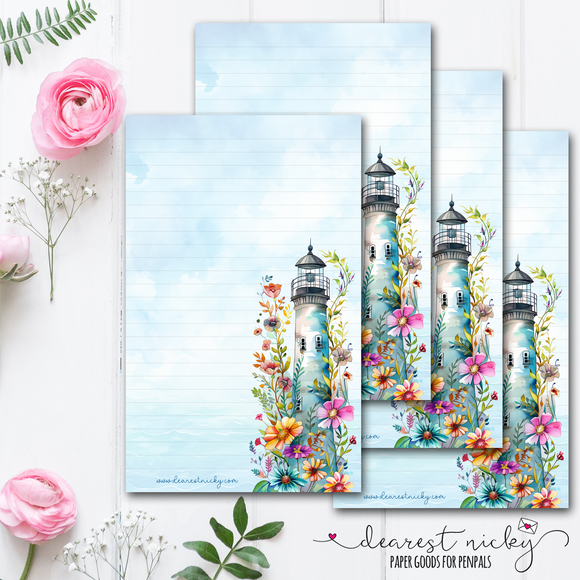 Spring Lighthouse Letter Writing Paper