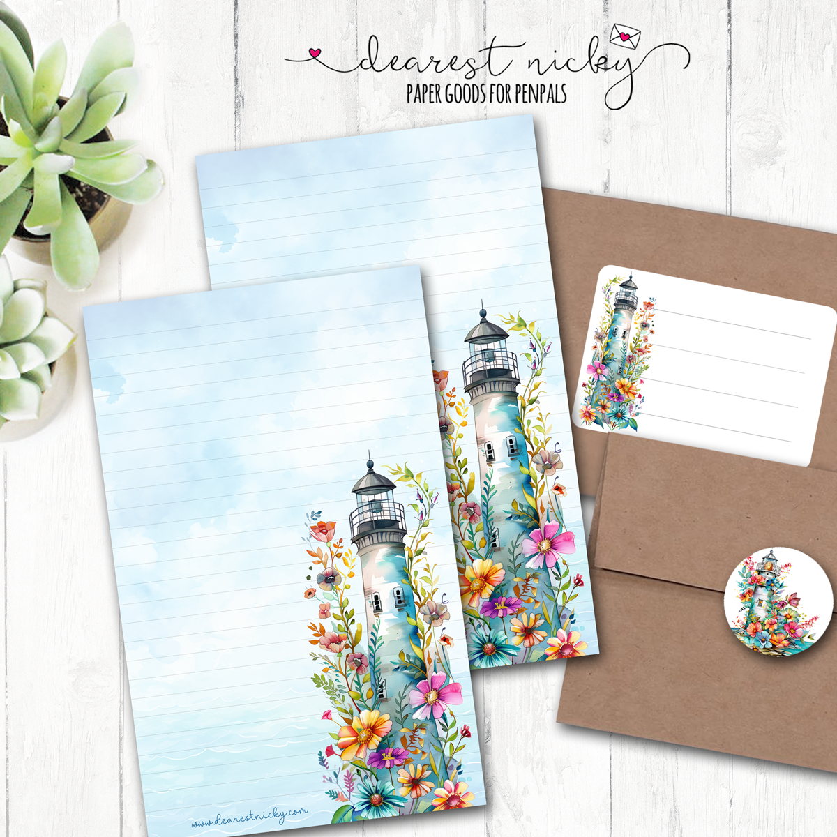 Spring Lighthouse Letter Writing Set