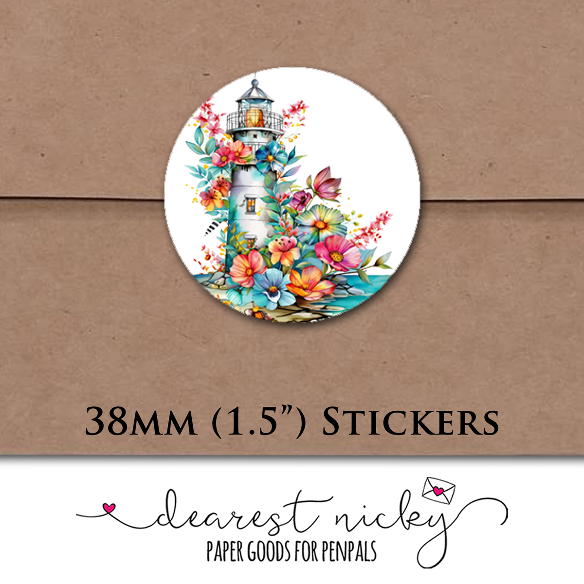 Spring Lighthouse Envelope Seals - Set of 30 Stickers