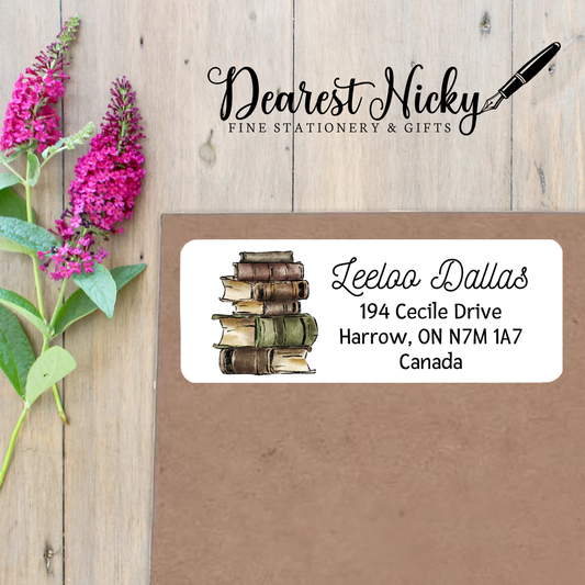 Stack of Books Custom Return Address Labels Set of 30