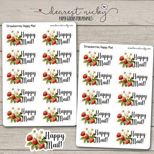 Strawberries Happy Mail Stickers - 2 Sheets