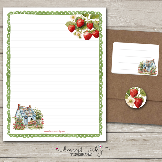 Strawberries Large Letter Writing Set - 8½ x 11