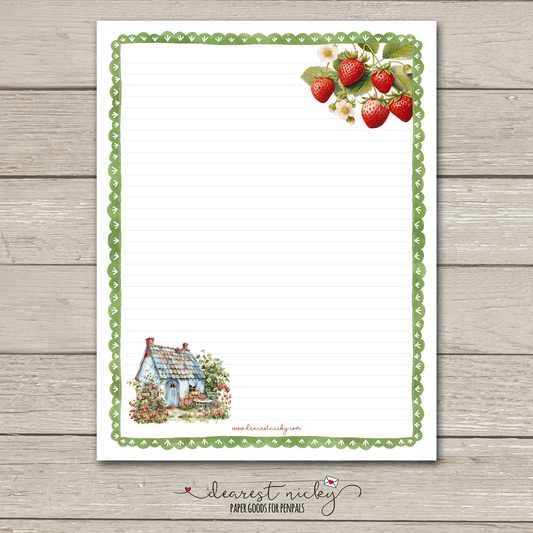 Strawberries Large Letter Writing Paper - 8½ x 11