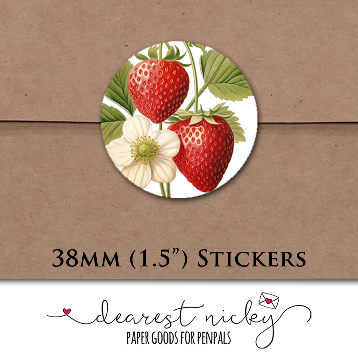 Strawberries Envelope Seals - Set of 30 Stickers