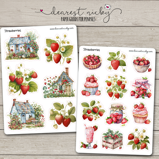 Strawberries Stickers - 2 Sheets
