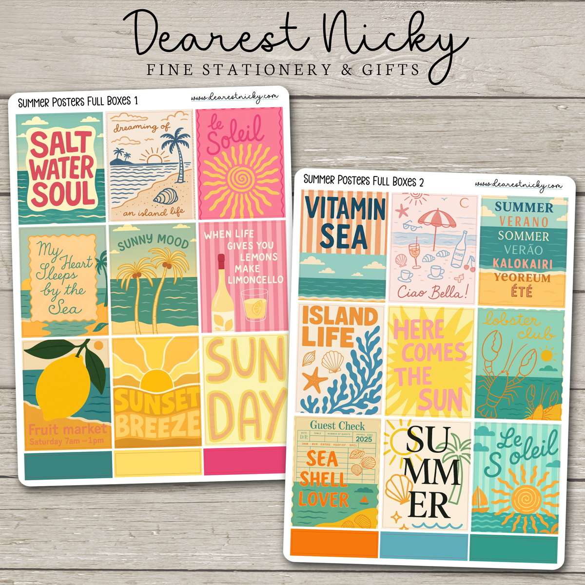 Summer Posters Full Box Stickers - 2 Sheets