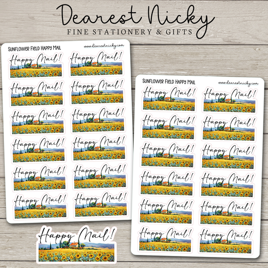 Sunflower Field Happy Mail Stickers - 2 Sheets