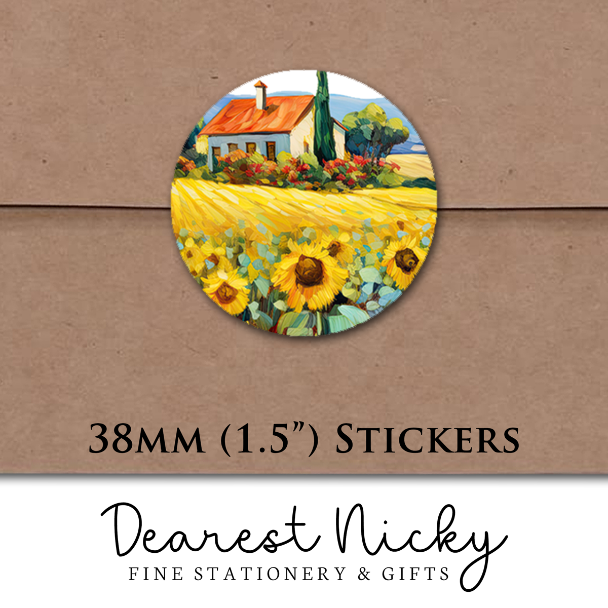 Sunflower Field Envelope Seals - Set of 30 Stickers