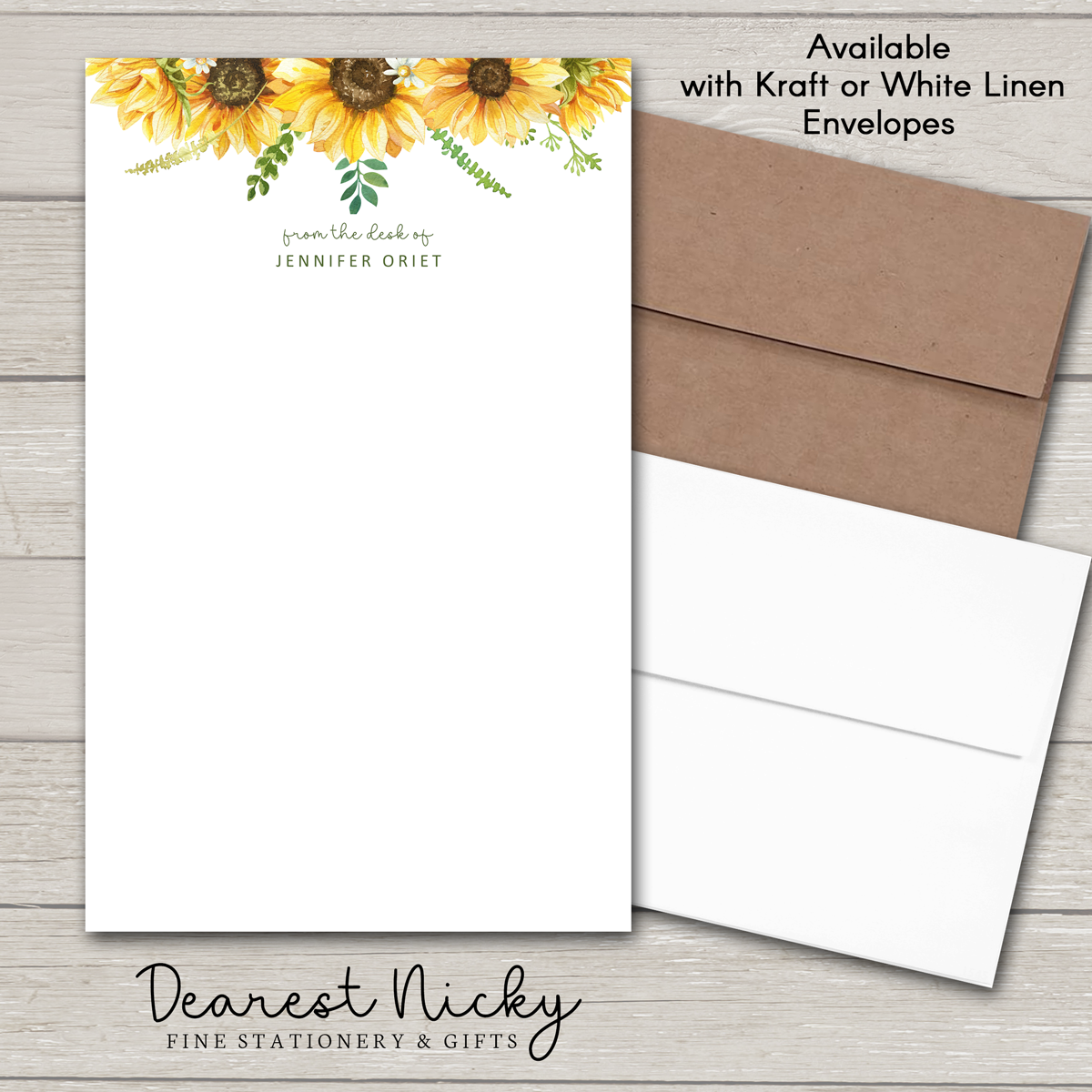 Sunflowers Personalized Notepad - 30 sheets
