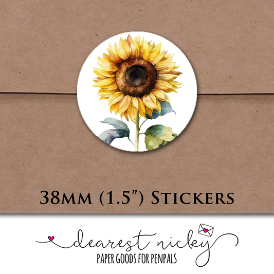 Sunflowers Envelope Seals - Set of 30 Stickers