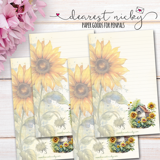 Sunflowers Letter Writing Paper