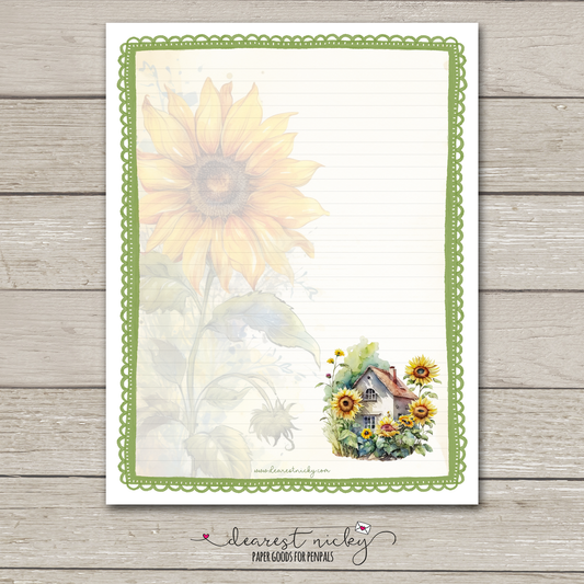 Sunflowers Large Letter Writing Paper - 8½ x 11