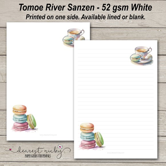 Tea and Macarons Letter Writing Paper - 52 gsm Tomoe River Sanzen