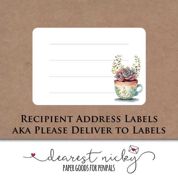 Teacup Planters Mailing Address Labels <br> Set of 16