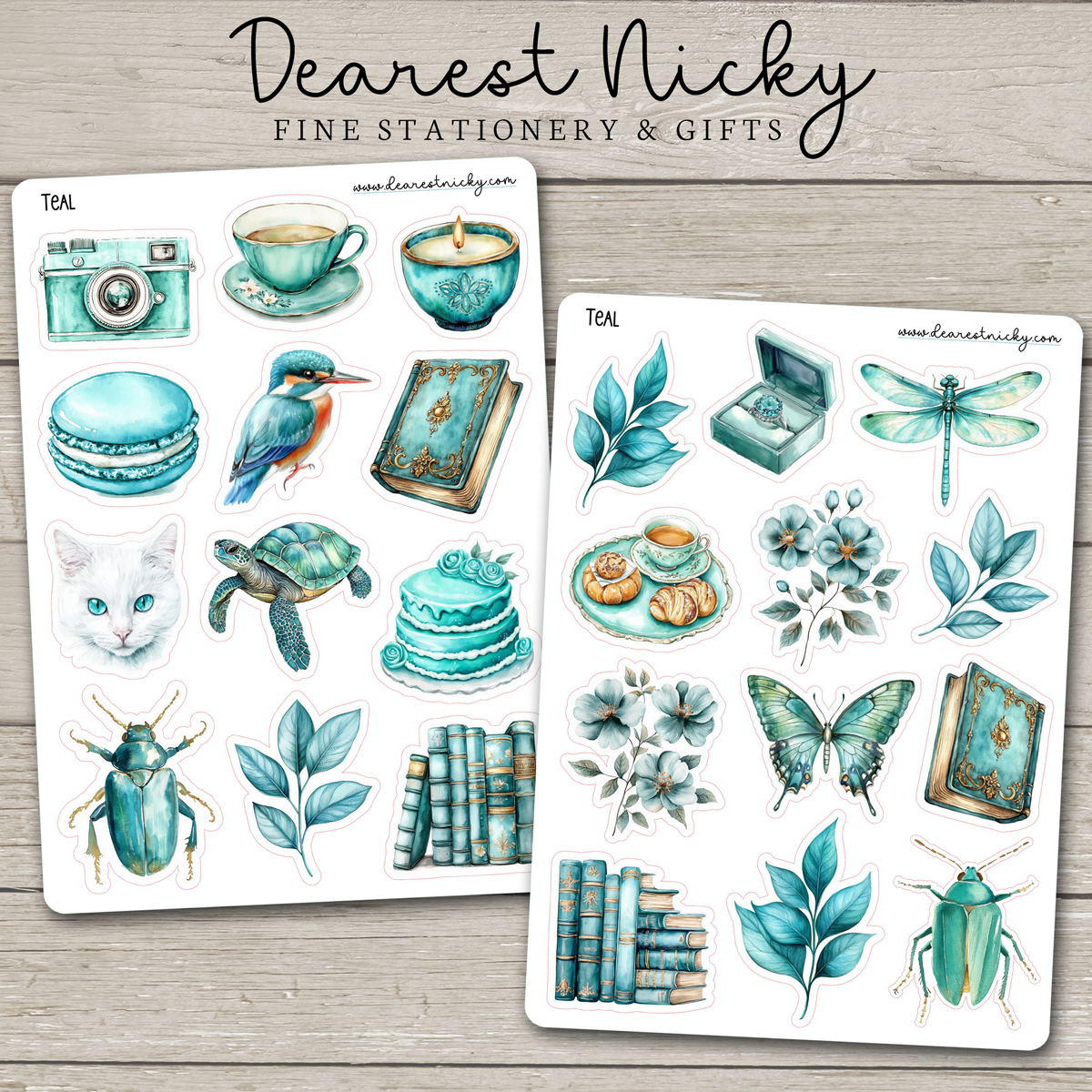 Teal Stickers - 2 Sheets