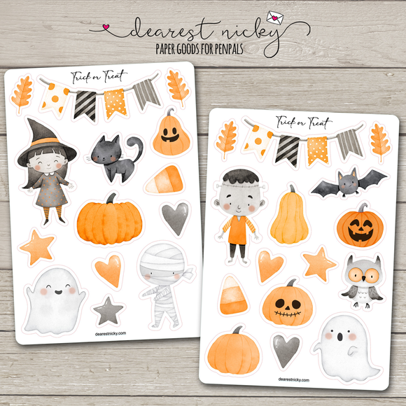 Trick or Treat Stickers - 2 Sheets
