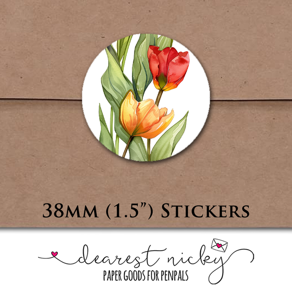 Tulips Envelope Seals <br> Set of 30 Stickers