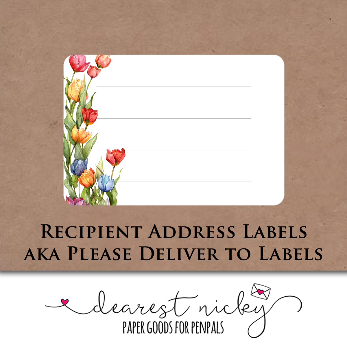 Tulips Mailing Address Labels - Set of 16