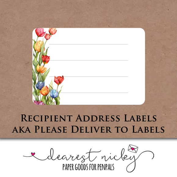Tulips Mailing Address Labels <br> Set of 16