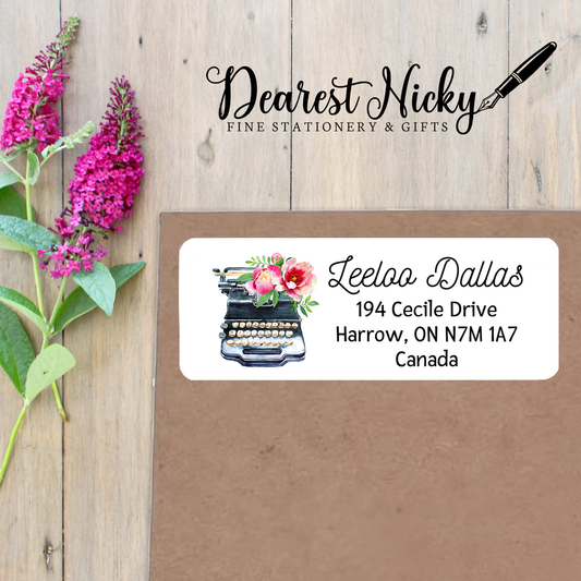 Typewriter Custom Return Address Labels Set of 30