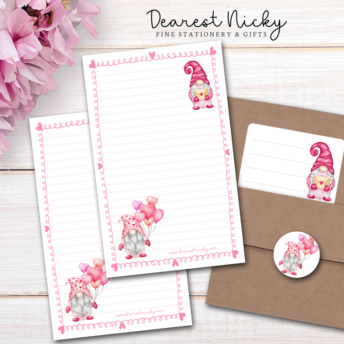 Valentine Gnomes Letter Writing Set